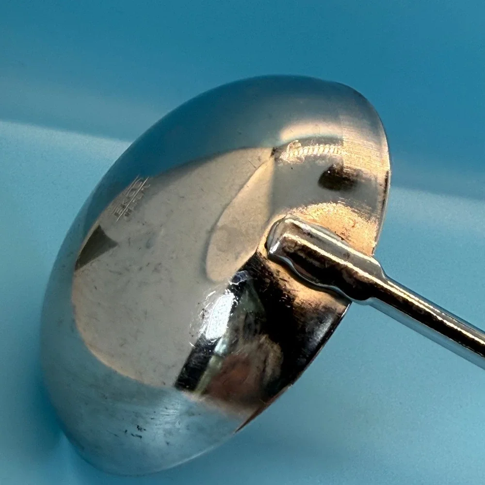 VTG Ekco Soup Ladle USA Stainless Steel Cream Plastic‎ Handle MCM Retro Utensil